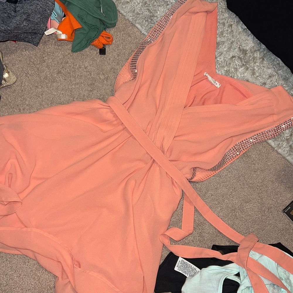 Elegant, peach colored dress